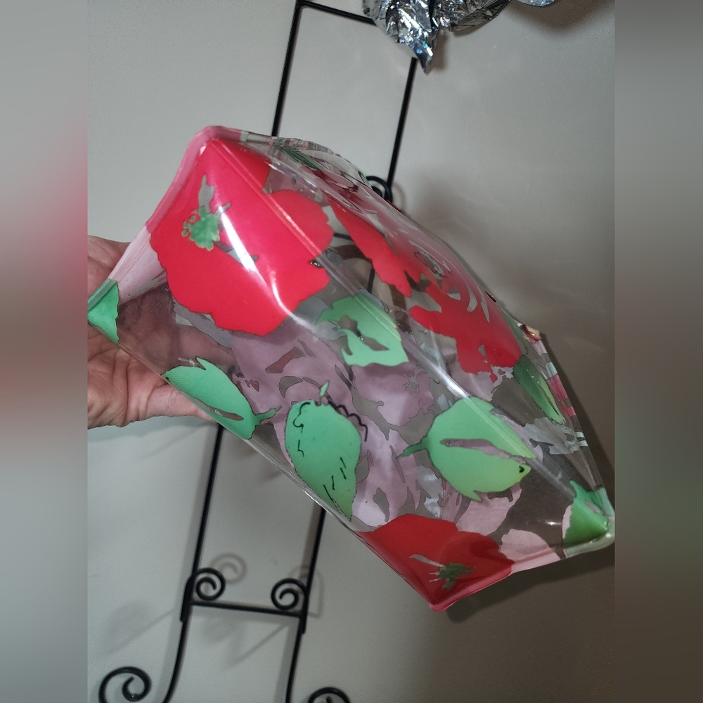 Dooney & Bourke Clear Floral Tote with Red Roses and Green Leaves - Picture 4 of 5